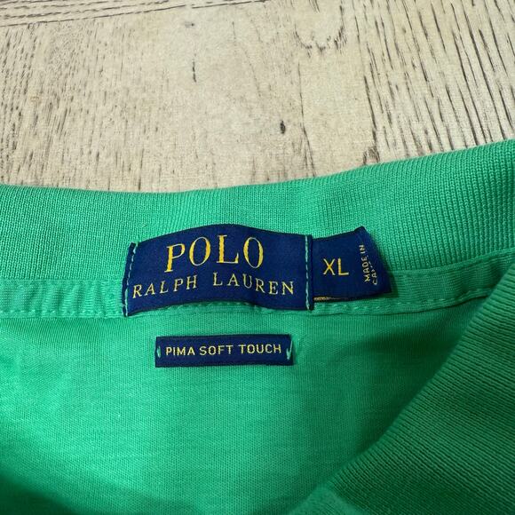 Polo Ralph Lauren Pima Soft Touch Men's XL Solid Green Short Sleeve Polo Shirt - Picture 3 of 6